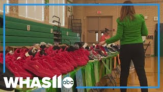 500 Hazelwood Elementary students get free shoes from Louisville charity