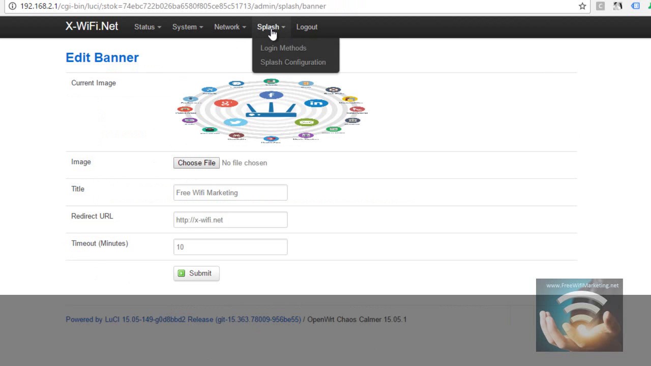 How to configure WiFi marketing dynamic method banner website and social login