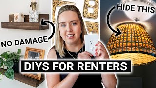Quick &amp; Easy Renter Friendly DIY Decor! 😱 (Removable + Damage-free Ideas)