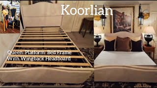  DIY Koorlian Queen Platform Bed Frame With Wingback Headboard Collaboration 