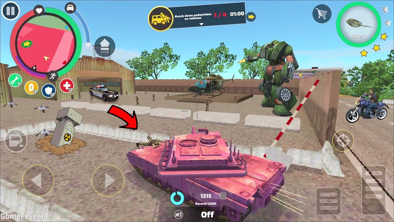 Rope Hero Vice Town (Army Tank Fight Army Man and Police Car Robot) Helicopter - Android Gameplay HD