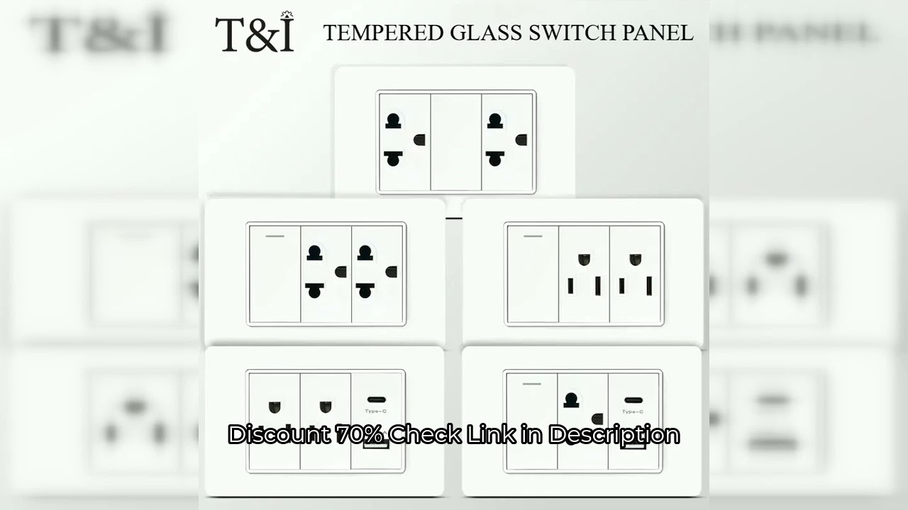 118*75mm Tempered Glass US Wall Socket White Thai USB Socket Plug with Dual USB Type-C Ports,Light S