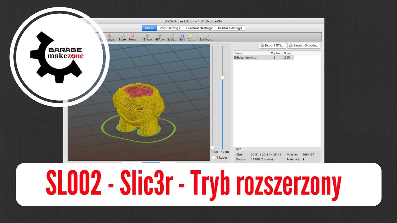 warsztat samochodowy SL002 - Slic3r - Tryb rozszerzony