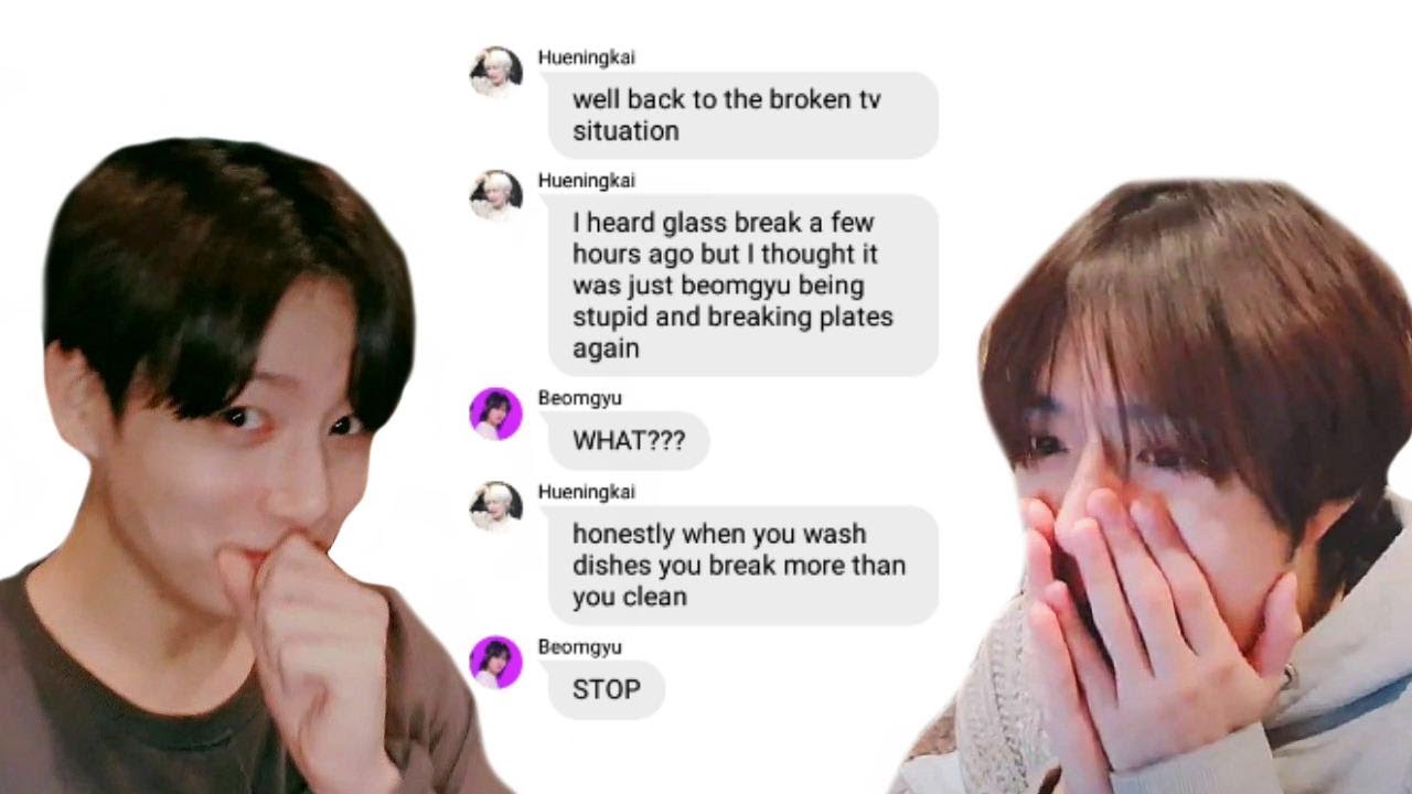 bts and txt texts - the one who broke the tv