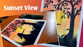 easy poster painting beginners paint sunset colour marker water