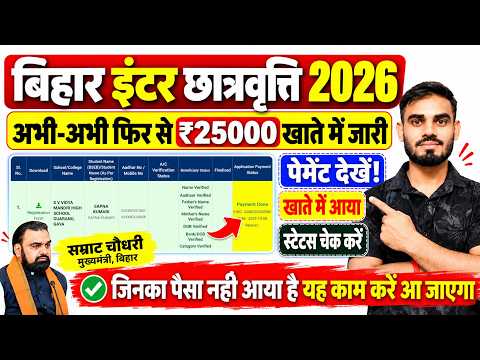 Bihar Inter Pass Scholarship Payment | ₹25,000 Released Again | How to Check if You Received the ...