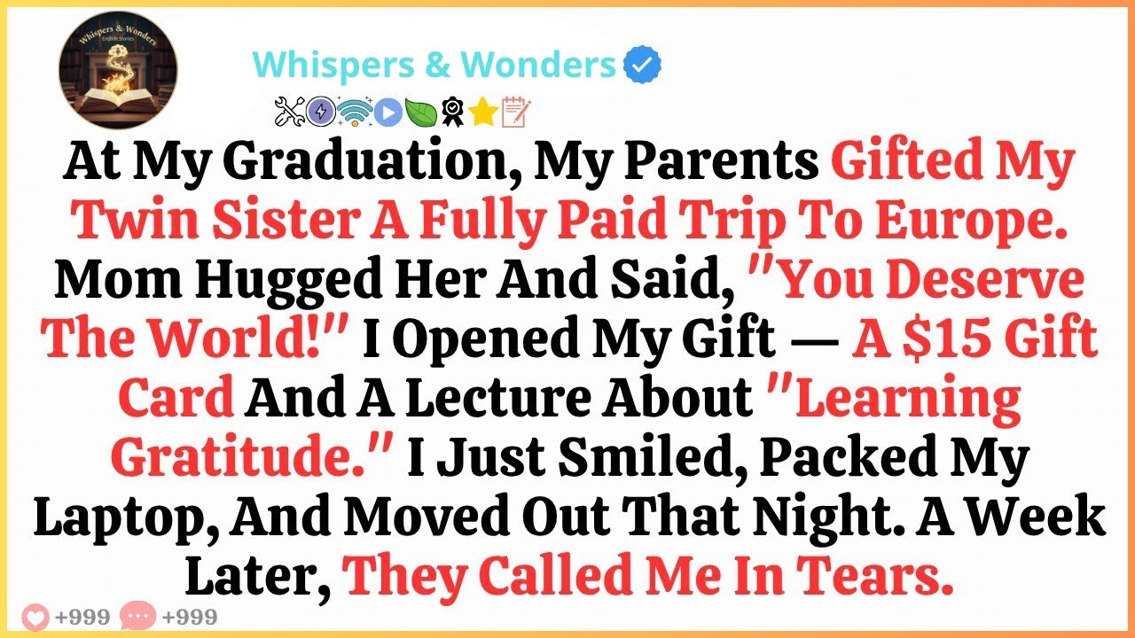 At My Graduation, My Parents Gave My Twin Sister a Trip to Europe—but Only Gave Me a $15 Gift Car
