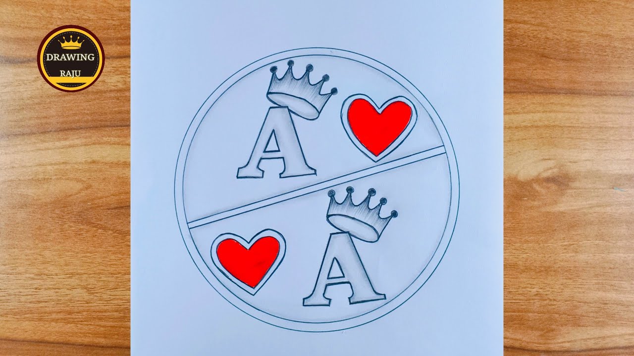 Как нарисовать пару букв А❤️А в круге || простой рисунок букв А+А карандашом