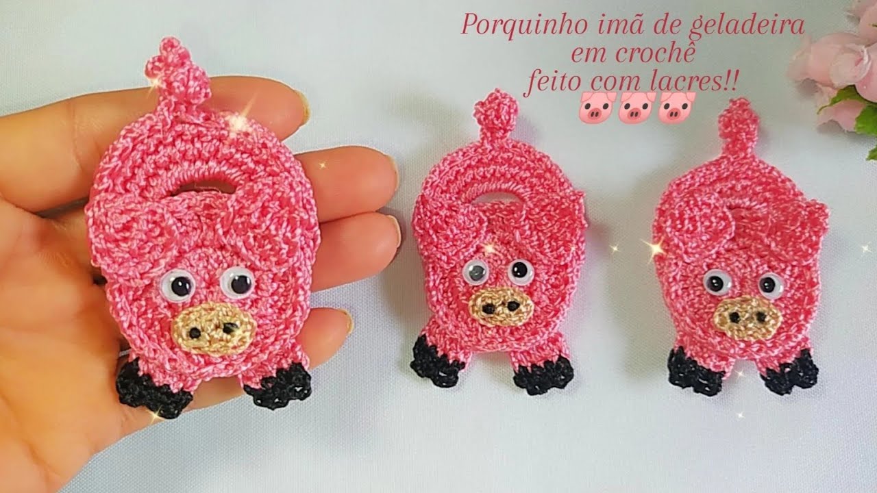 PORQUINHO IMÃ DE GELADEIRA/EM CROCHÊ FEITO COM LACRES!!🐷🐷🐷
