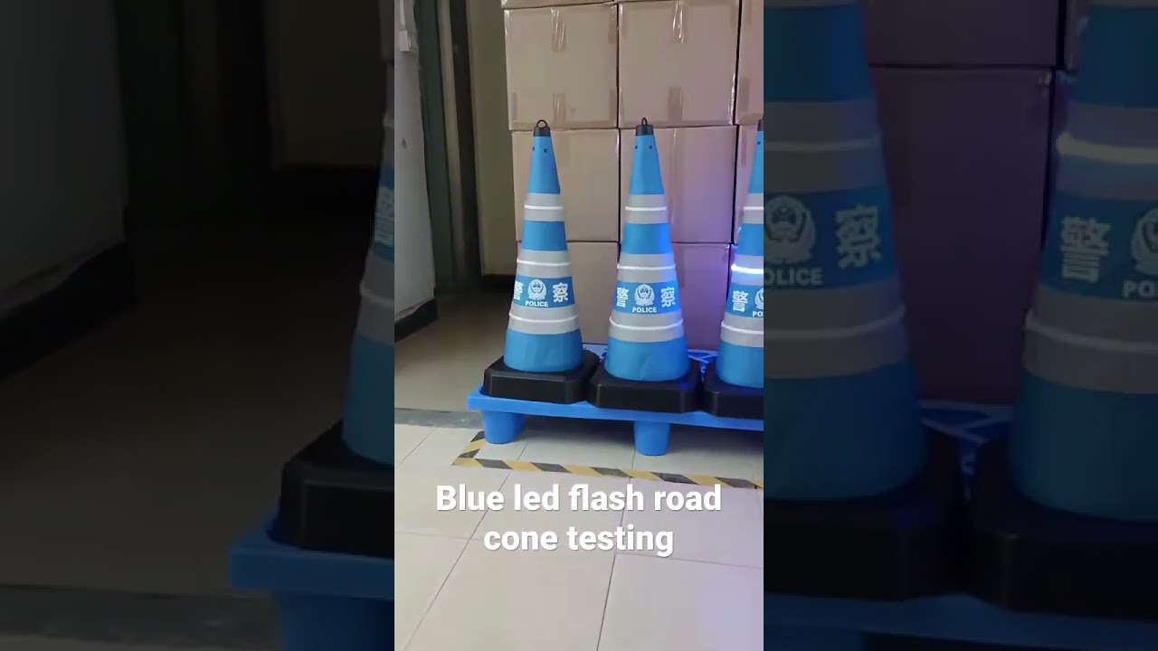 LED flashlight traffic road cone testing before shipment in factory