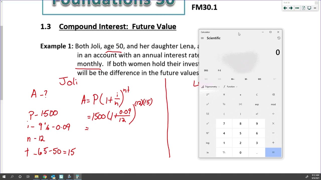 Lesson 1.3 Compound Interest: Future Value Example Video