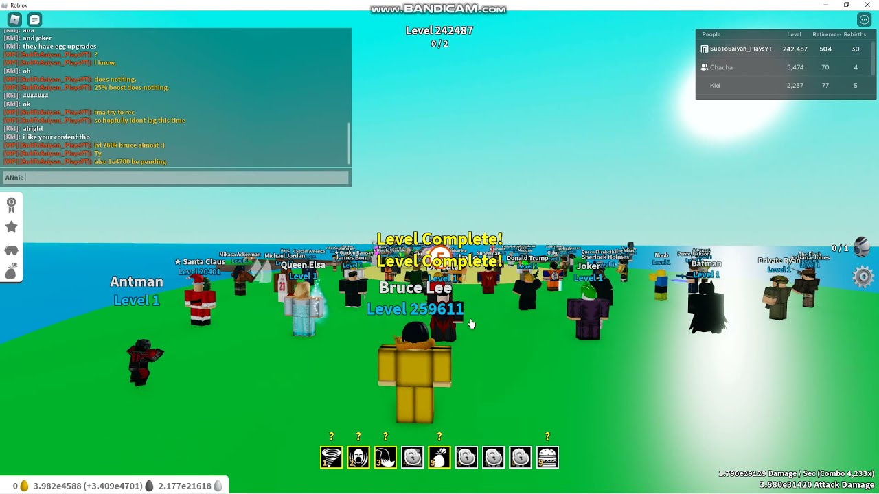 Level 240k +  Bruce Level 260k + 1e4700 Black Eggs