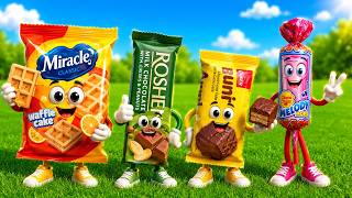 MEGA CANDY ASMR UNBOXING 🍫 MIRACLE WAFFLE vs ROSHEN vs BUNRI vs MELODY POPS! SATISFYING NO TALKING
