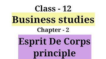 Esprit de corps Principle | Principles of management | Chapter 2 | Class 12 | Business studies