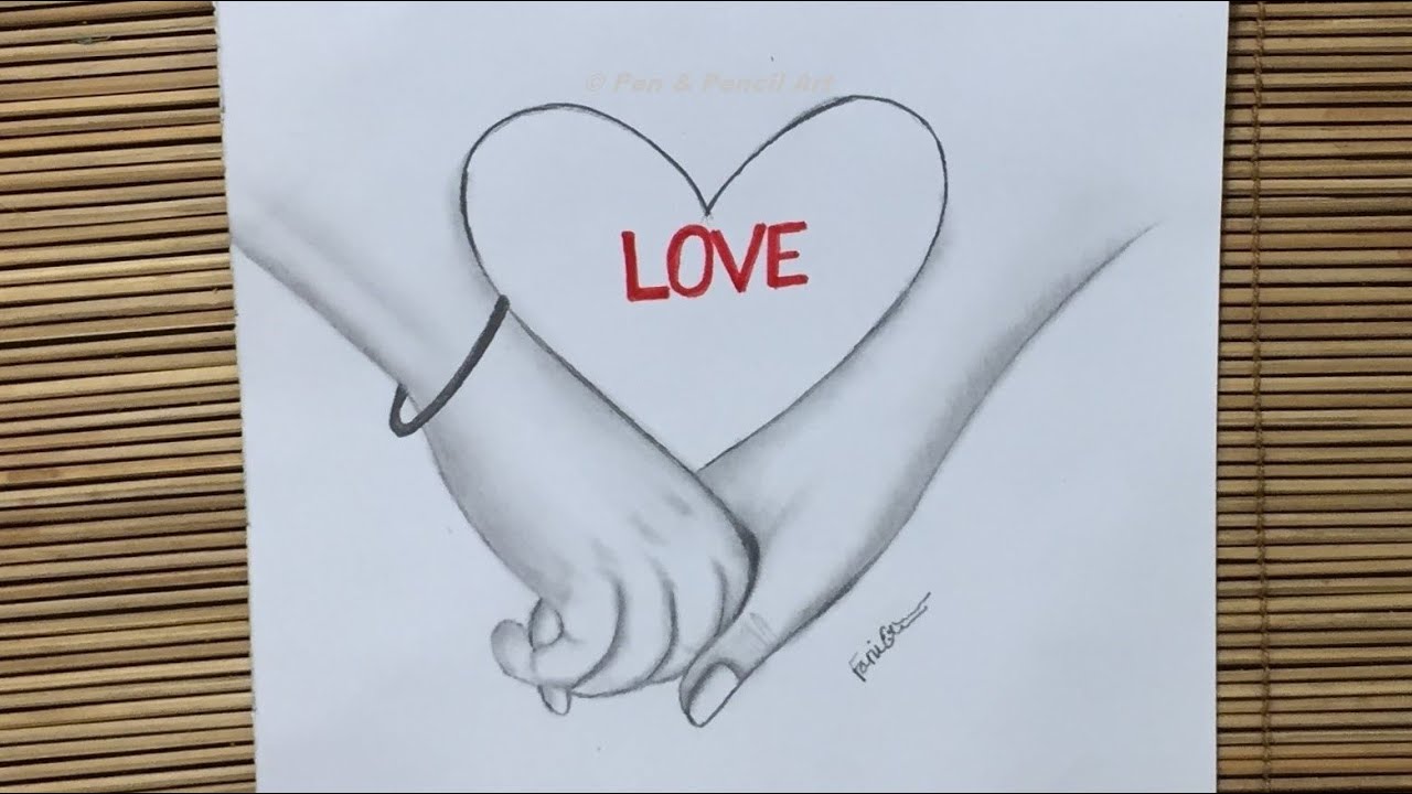 Love couple holding hands wall print, hand drawn love heart line art,  minimalist couples promise art Jigsaw Puzzle by Mounir Khalfouf - Pixels  Puzzles