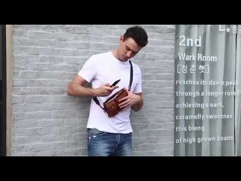 Стильна чоловіча сумка-бананка HolseBuf, чорна, видео 1