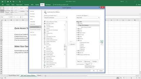 Customising the QAT (Quick Access Toolbar) and Ribbon in Excel