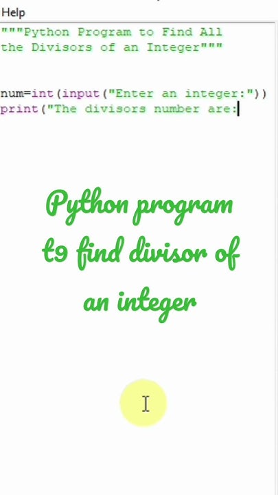 python program to find divisor of an integer number - YouTube
