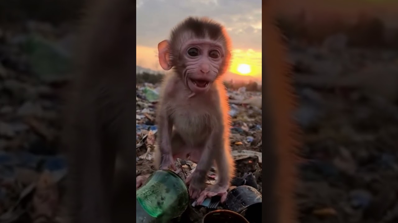 Will This Baby Monkey's Cry for Help Break Your Heart 🌍💔  Stop Littering Now