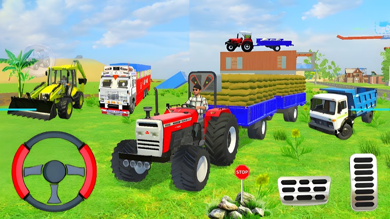 🛑Load Bori into a JCB Tractor Trolley challenge Dumper Truck and Lorry Truck Loading Bori in Game🛑
