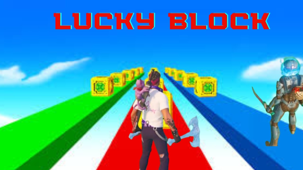 LUCKYBLOCK RACE in fortnite vs my little brother