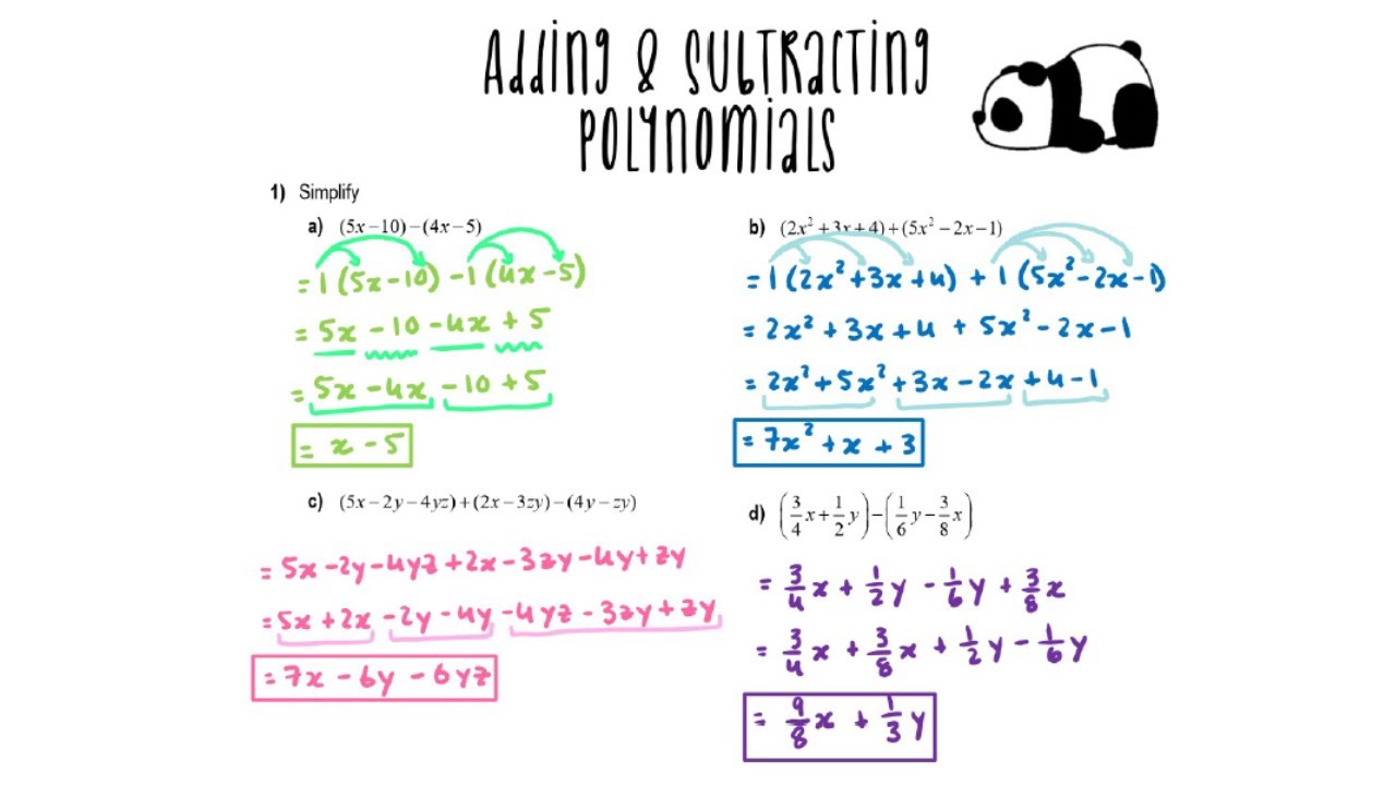 1) Adding and Subtracting Polynomials | MCR3U1 | Algebra - YouTube