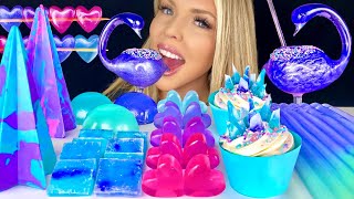 ASMR GALAXY GLITTER DRINK, BIRD GLASS, JELLY HEART CANDY, EDIBLE CRYSTAL KOHAKUTOU MUKBANG 먹방 꿀벌