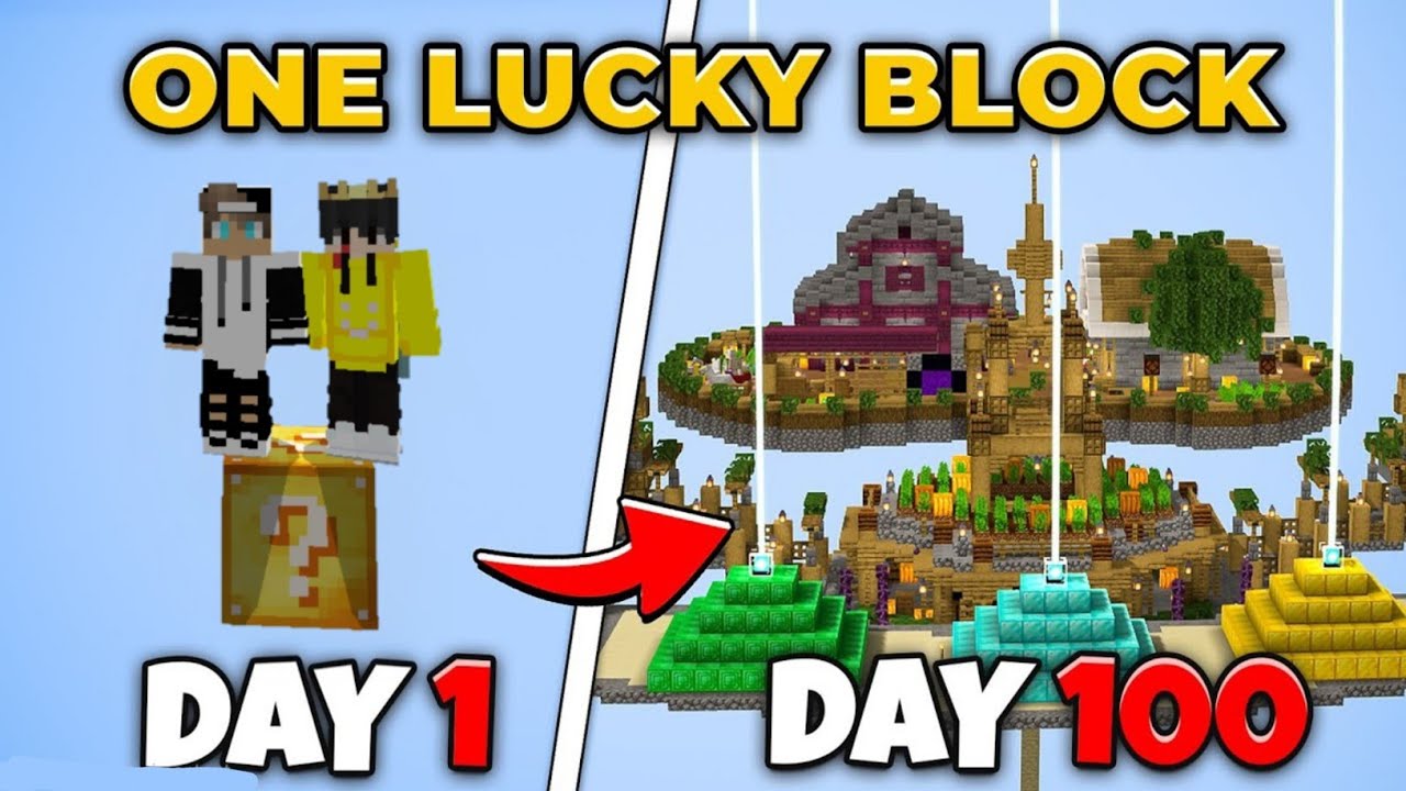 We Survived 100 Days on ONE LUCKY BLOCK in Survival Minecraft! (Hindi)