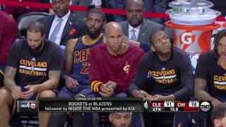 Lebron James forgets his man and gets angry at J.R. Smith instead of apologizing. NBA cleveland Cavs