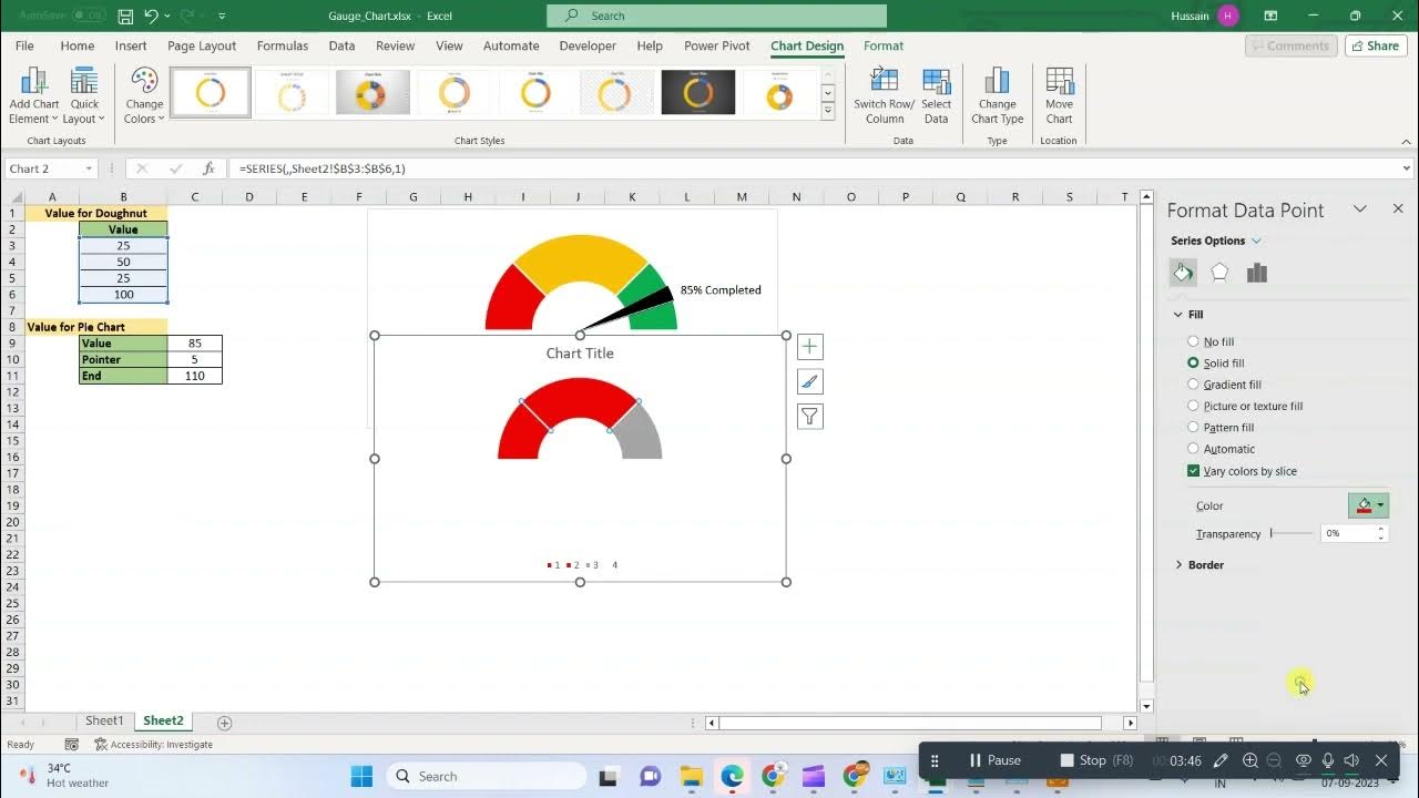 How to create Speedometer Chart In Excel How to create gauge chart in