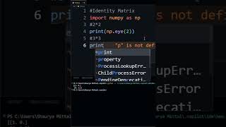 IDENTITY MATRIX in 10 Seconds!! #python #coding #programming #shorts #pythonprogramming #codinglife