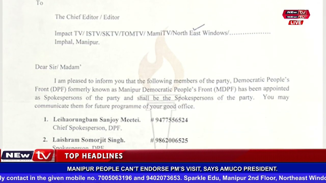 DEMOCRATIC PEOPLE'S FRONT (DPF)  NOUNA SPOKESPERSON OINA THOU PUGADABASINGI MING NGASI LAOTHOKHRE