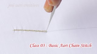 Class 03 : Aari basic chain stitch for beginners | Aari chain stitch | Jini aari creatives