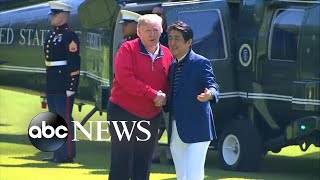 Trump plays golf with Japanese PM Shinzo Abe during 4-day state visit l ABC NEWS