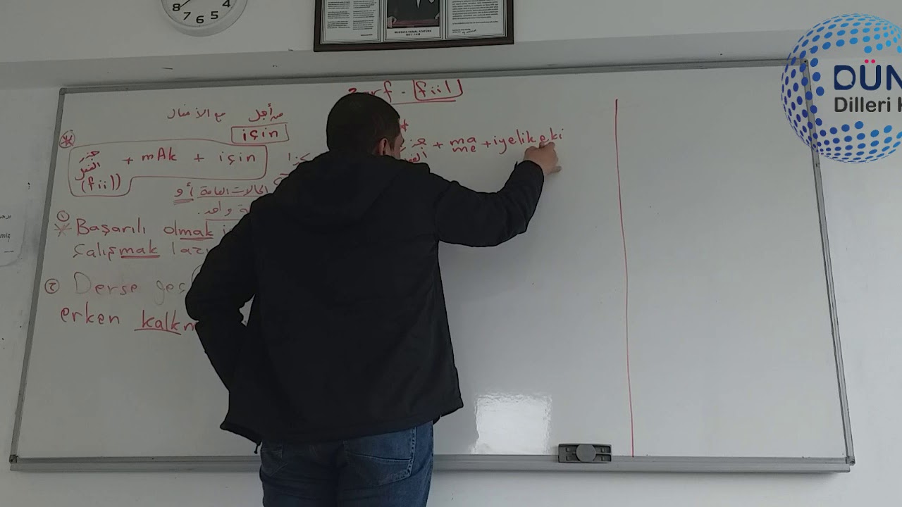 شرح قاعدة (من أجل) (mAk için, mAk üzere) (zarf-fiiller). مستوى B1 كتاب اسطنبول.