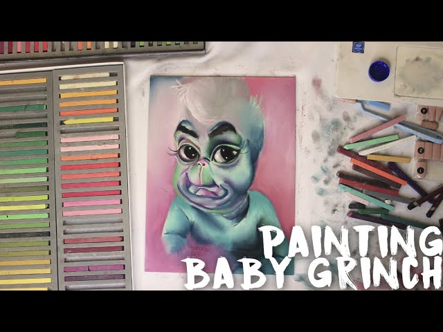 Watch PROFESSIONAL Artist Create Stunning Baby Grinch Painting in Minutes!