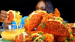 SPICY CHEESY SHRIMP TACOS MUKBANG | SHRIMP TAKIS SHELL TACOS MUKBANG | Cheesy Tacos | Seafood