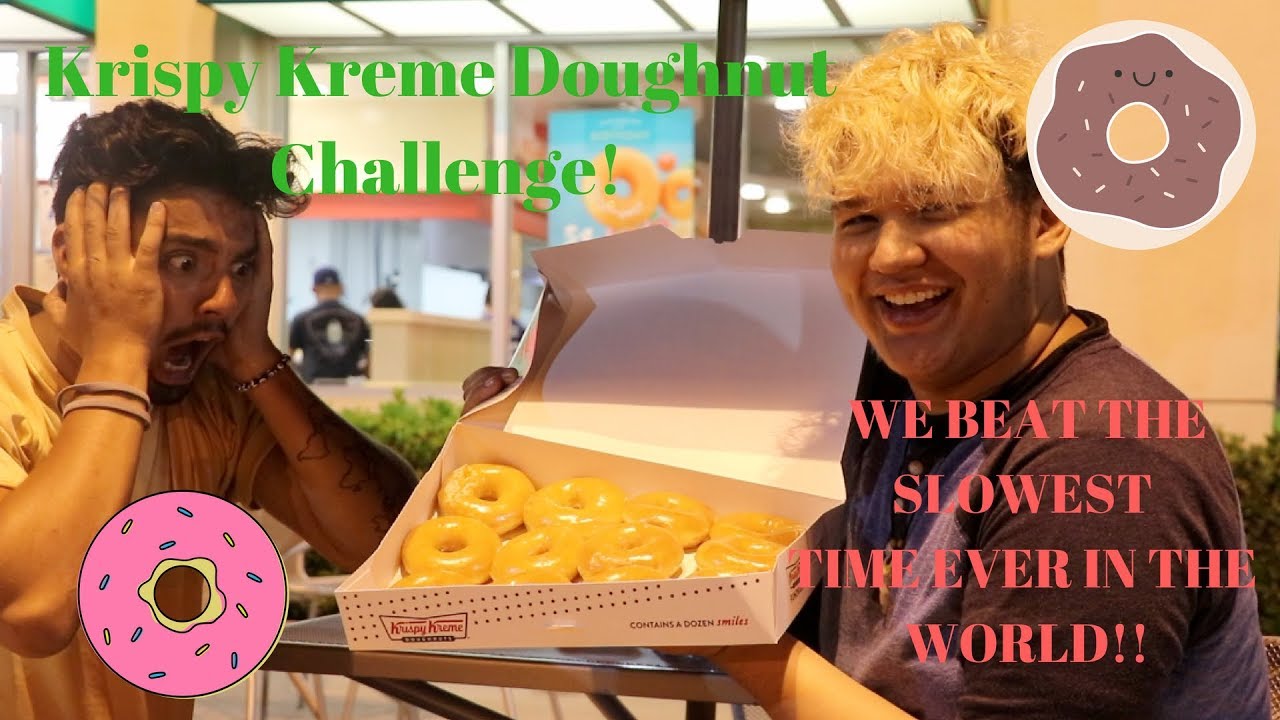 12 Krispy Kreme Doughnuts Not Destroyed Challenge (Slowest Time In The World)