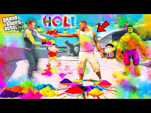 Franklin & Avengers Celebrate Holi With Shinchan in GTA 5 ! | GTA 5 AVENGERS
