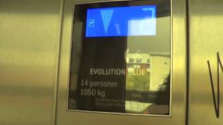 2013 ThyssenKrupp EVOLUTION BLUE MRL traction elevator @ Lund train station, track 2-3, Sweden.