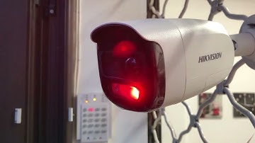 Demo of Hikvision ColorVu camera with flashlight and alarm
