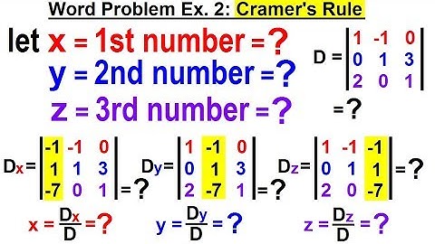 Algebra - Ch. 35: System of of Linear Eq. in 3 Variables (18 of 25) Word Prob. Ex. 2: Cramer