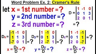 Algebra - Ch. 35: System of of Linear Eq. in 3 Variables (18 of 25) Word Prob. Ex. 2: Cramer's Rule