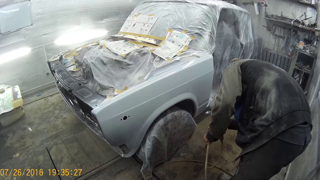 ремонт передка ваз 2107 часть 2. покраска - YouTube