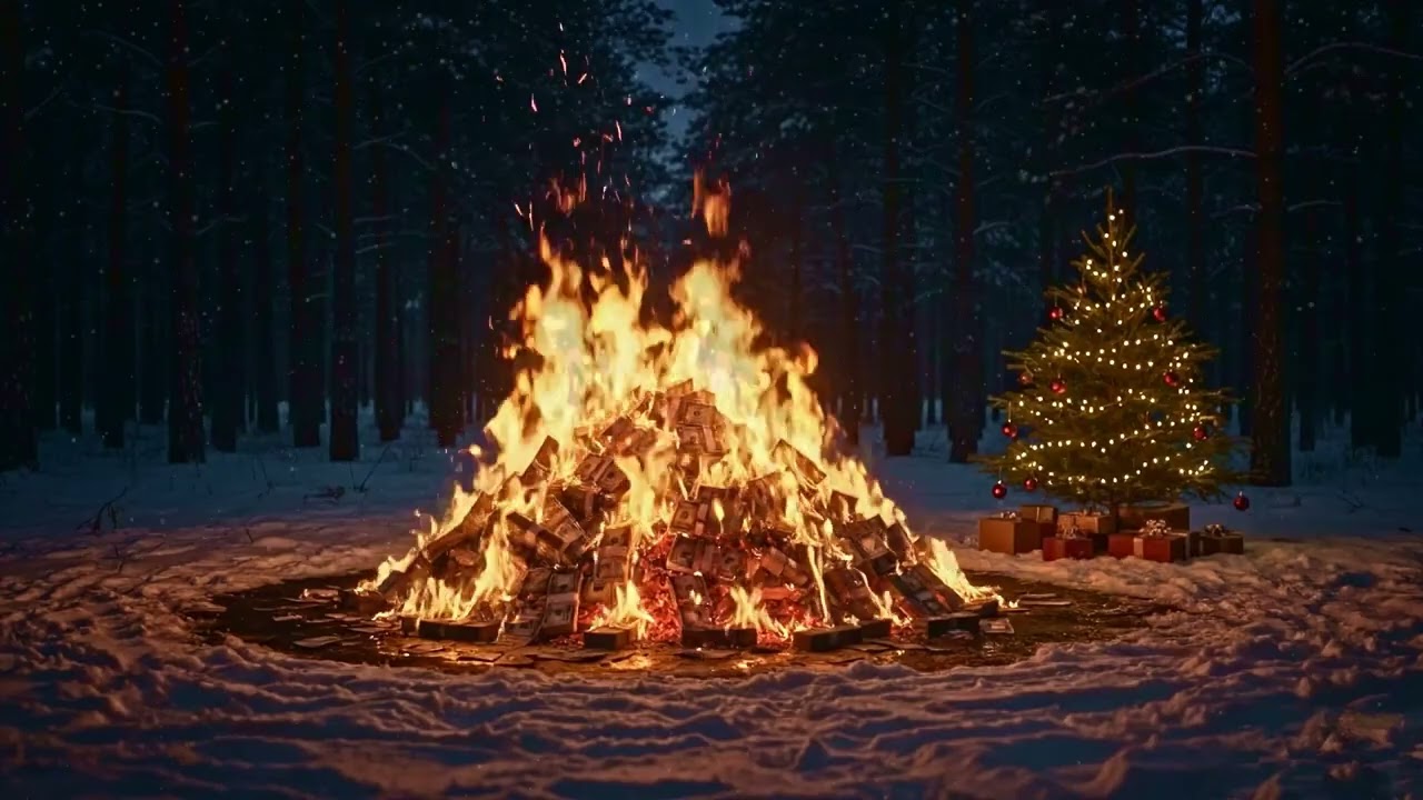 Quite Like Burning Money Fireplace 🎄🔥 | Winter Forest • Lo-Fi Background