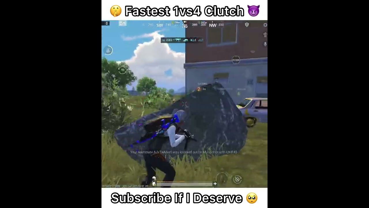 😱Fastest 1vs4 Clutch Ever😱🔥Bgmi Attitude status | Pubg Attitude Status 