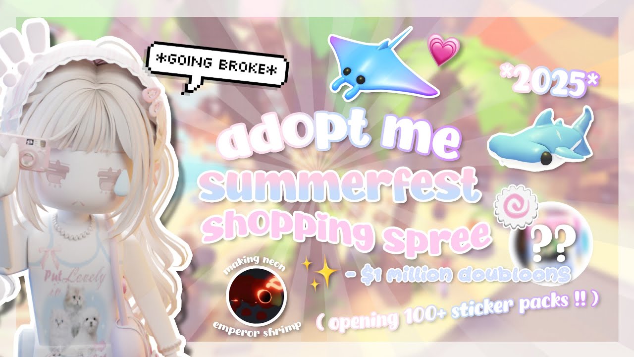👀 *HUGE* Adopt Me Summerfest Shopping Spree !! 🦈- 1 million doubloons 💭 :: iihanna ♡
