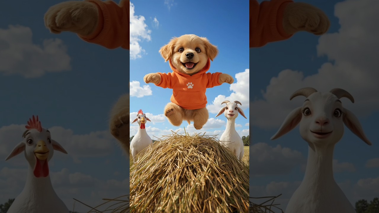 😂 Dancing Puppy in Orange Hoodie Stuns the Chickens! 🐔🔥