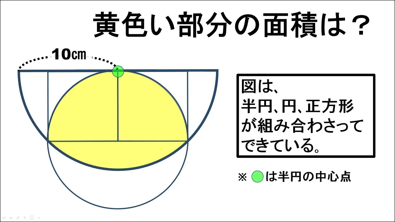 中学受験問題に挑戦】115（”大人”は頭の体操）おうぎ形と正方形（面積