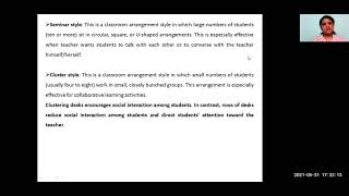 UNIT-5 SESSION-4 Arrangement style- classroom arrangement styles.